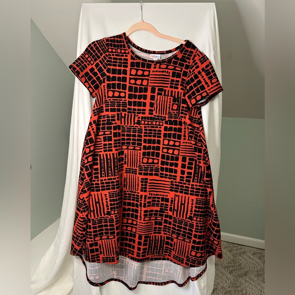 LuLaRoe Red and Black Geometric womens Dress size xxs